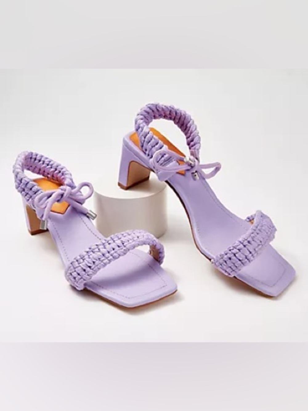 SCHUTZ Blair Leather Braided Mid-Heel Sandals Sz 10